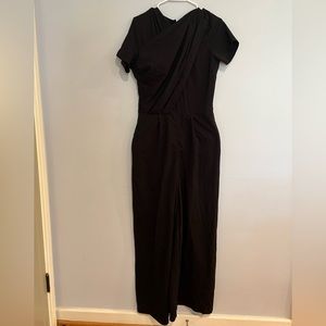 Black Full Length Eshakti Jumpsuit with Ruched Bust, Wide Legs, and Pockets NWOT